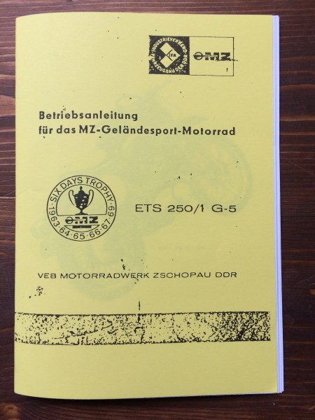 Betriebsanleitung MZ ETS-G alte Ausführung Batteriezündung (Reprint)